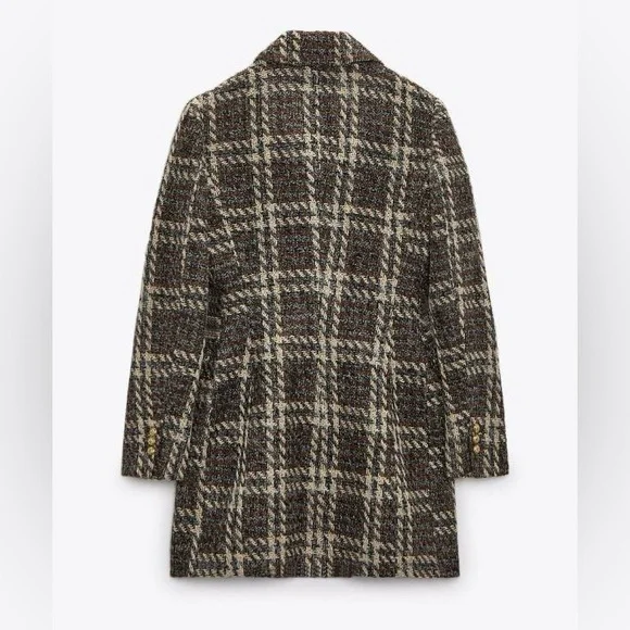 Zara Brown Plaid Coat - Picture 6 of 14